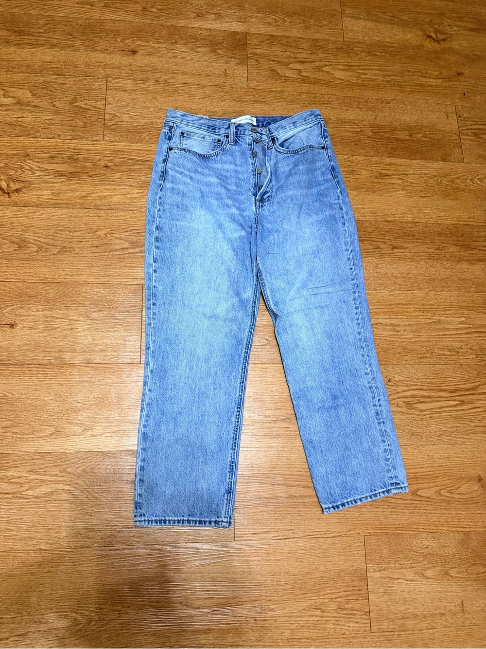 Denim Forum from Aritzia Classic Light Blue Straight Jeans